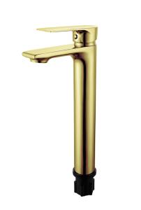 Quality Tall Basin Mixer Faucet Single Lever Bathroom Golden Brass Hot And Cold Water Dispenser Faucet wholesale
