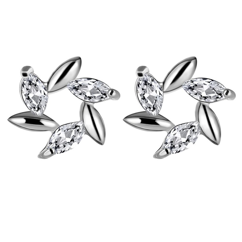 High Quality In Stock fashion zircon platinum plated allergy Personality drill windmills stud earrings