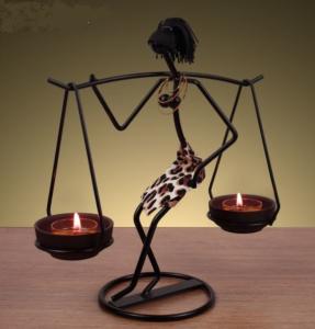 Quality Creative African Girls Iron Figure Candle Holder for Home Decoration wholesale