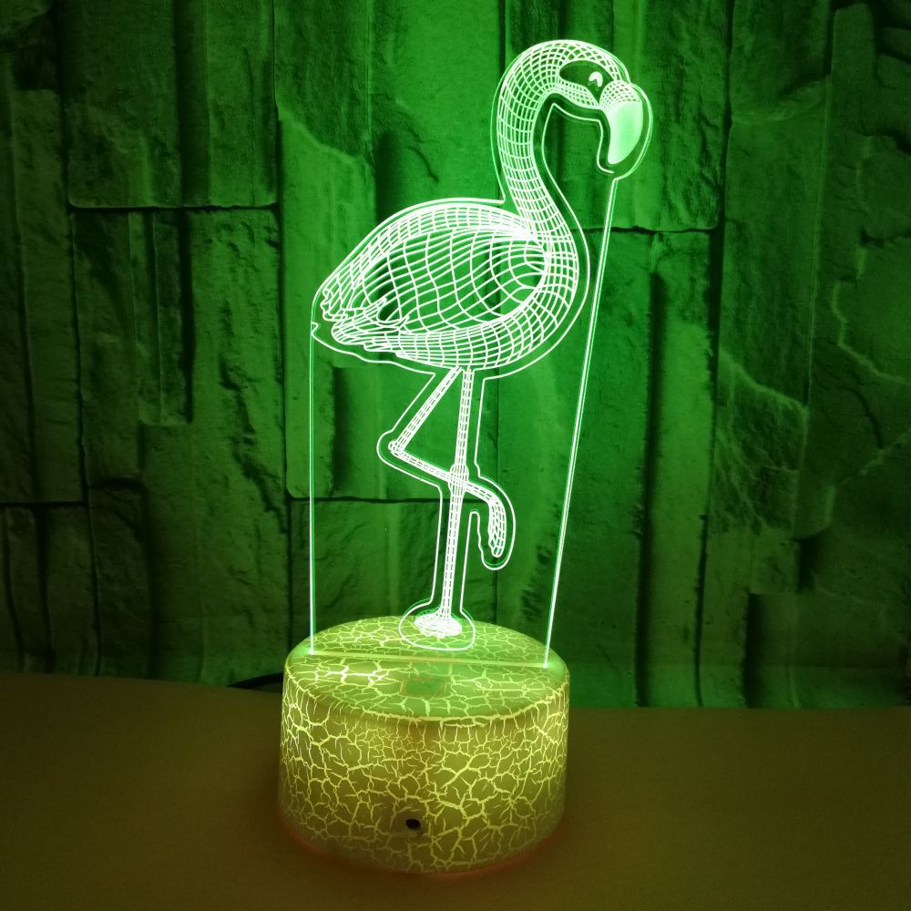 African animals custom OEM words Flamingo Colorful Visual night Light USB 3D LED  Light Illusion Stereo Light