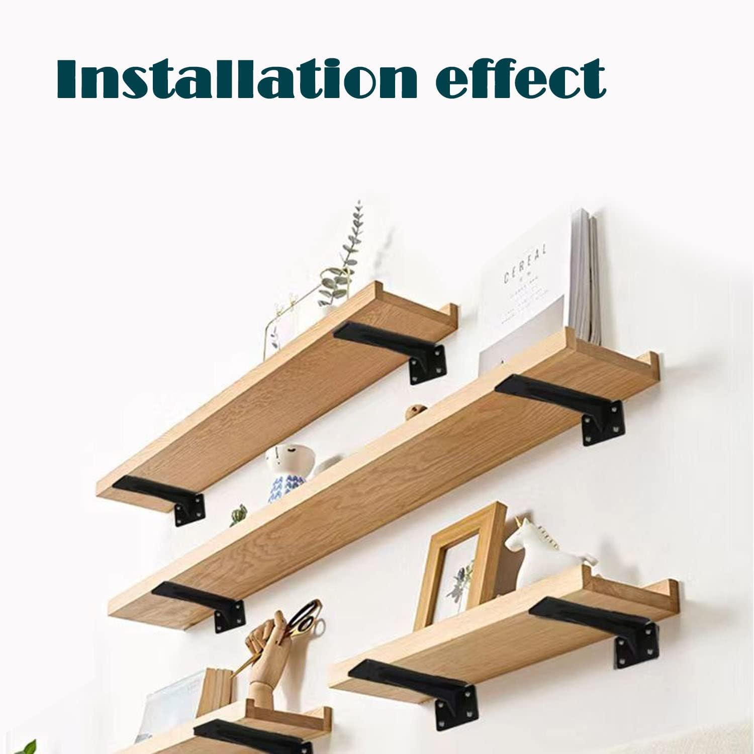 6 Inch Heavy Duty Wall Mount Floating Shelf Brackets Cast Iron Industrial Black L-Shelving Bracket