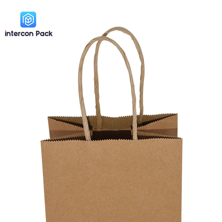 UV Coating Recycled Kraft Shopping Bags Lightweight Reusable