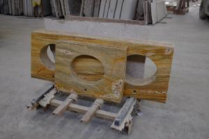 Quality Customized Prefab Bathroom Countertops , Imperial Gold Premade Vanity Tops wholesale