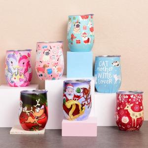 Quality 350ml Christmas Double Walled Travel Mugs With Lids Personalised wholesale
