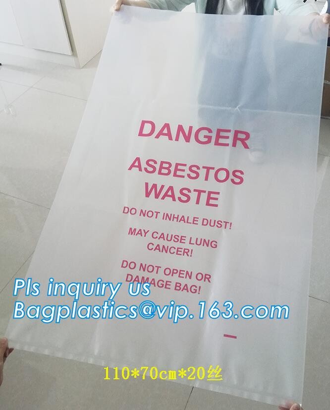 Hazardous Waste Yellow Plastic Bag Asbestos Garbage Bag,large size thicker LDPE asbestos remove bags,asbestos garbage ba
