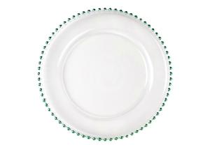 Quality Lead Free Painted Gold Beads Crystal Glass Plates 32cm 13 Inch wholesale