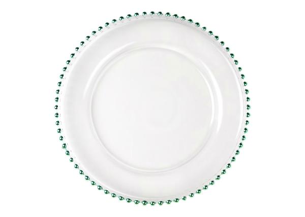 Lead Free Painted Gold Beads Crystal Glass Plates 32cm 13 Inch