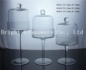 Quality handmade blown glass dome glass cake cover with stand wholesale