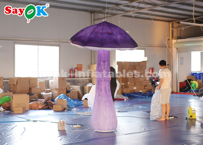 Amazing 2.5m Inflatable Lighting Decoration Hanging Mushroom With Blower
