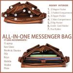 14inch Laptop Womens Leather Messenger Bag Canvas Cowhide 400g