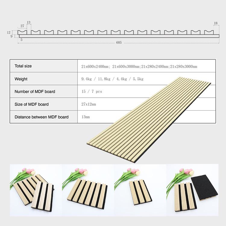 Wood Veneer Luxury Acoustic Panels Fabric Wooden Grooved Fluted