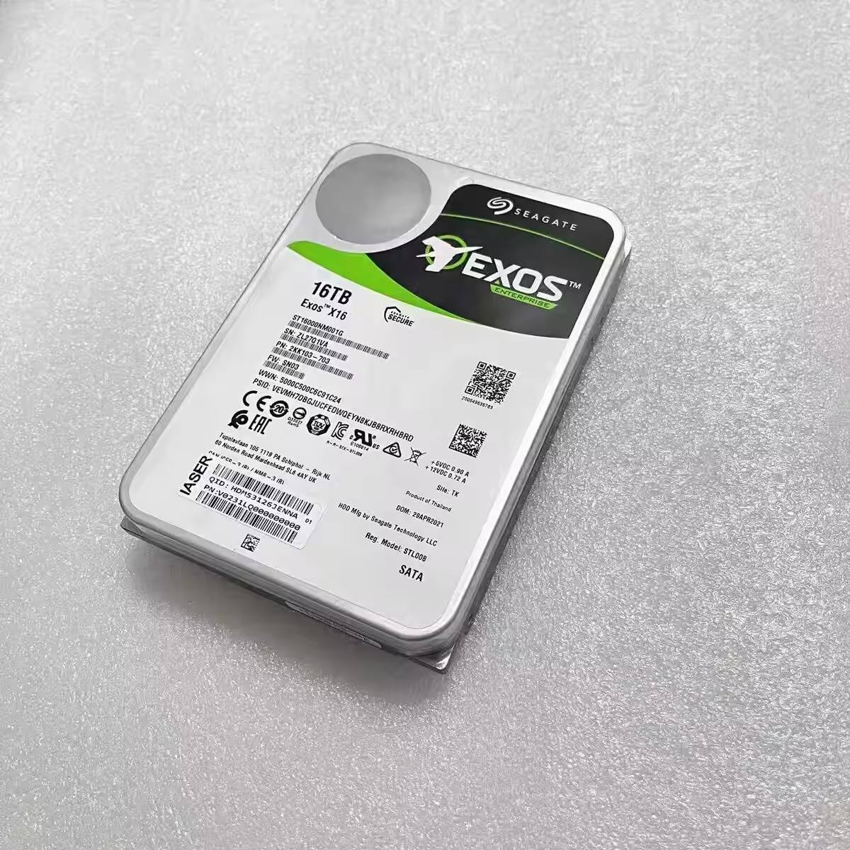 1.5Gb/s Interface Rate Seagate Exos 16TB Enterprise HDD SATA 6Gb/s 512e/4Kn 7200 RPM 256MB Cache 3.5" Internal Hard Drive