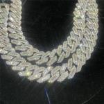 Bling Diamond Cuban Link Necklace Square 15mm Iced Out Cuban Chain Link Necklace