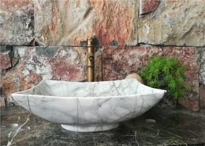 Quality Polygonal Marble Bathroom Sink , Natural Stone Vessel Sinks For Bathroom wholesale