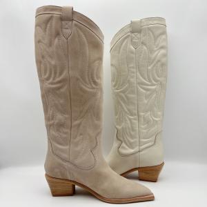 Quality Comfortable Womens Leather Dress Boots Waterproof Off White wholesale