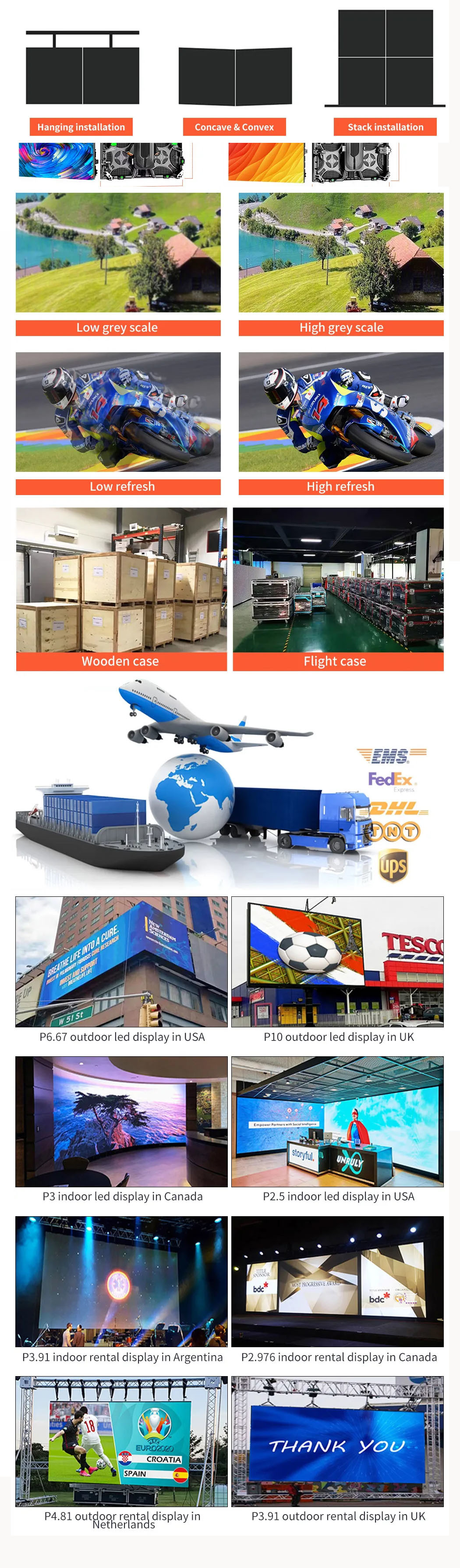 Outdoor highlighting LED display screen 500x500mm