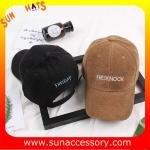 QF17018 Sun Accessory customized wholesale corduroy baseball caps and hats for