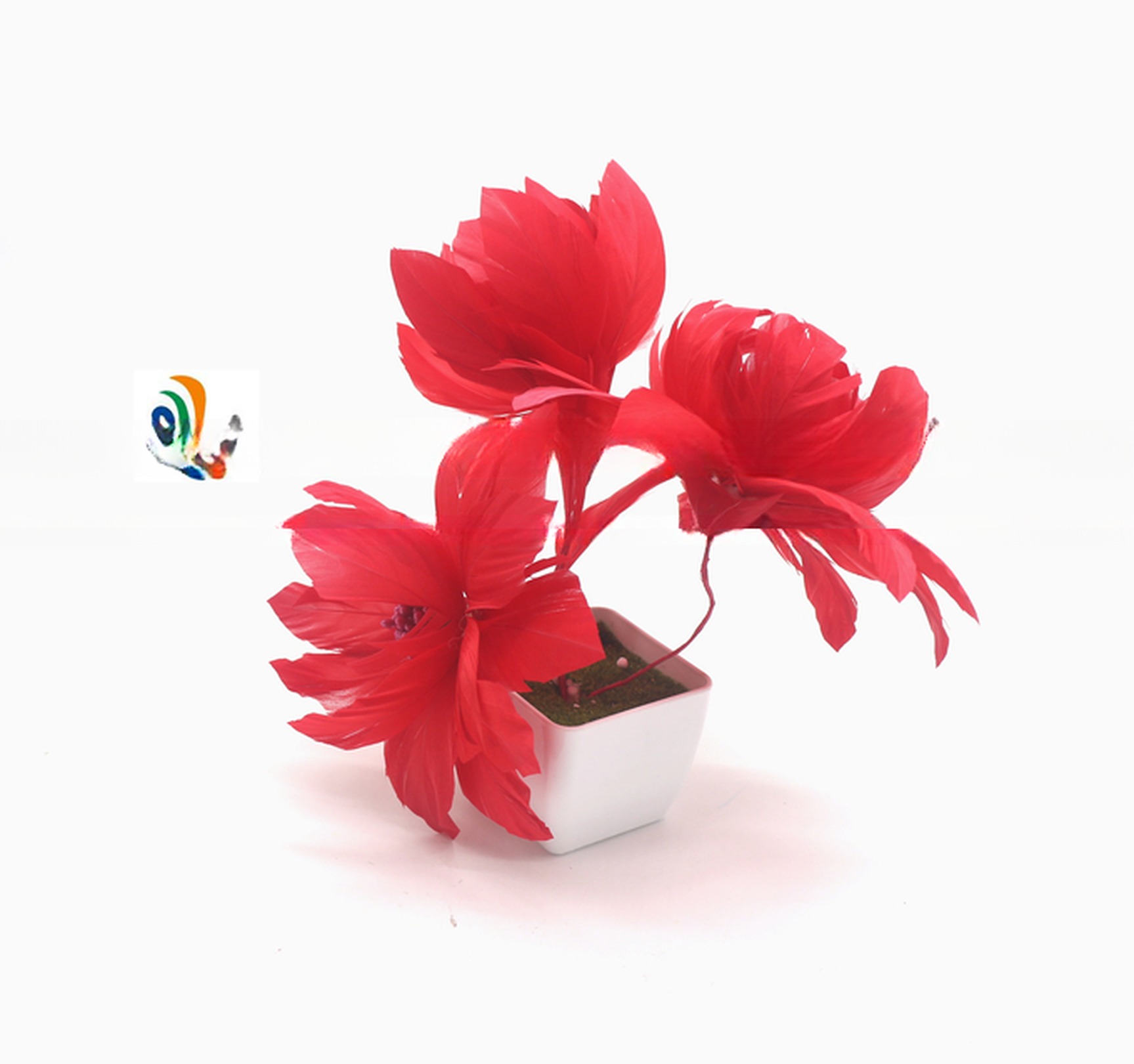 Christmas Decoration Supplies Dyed Party Goose Feather Flower Mount with Wire Accessory
