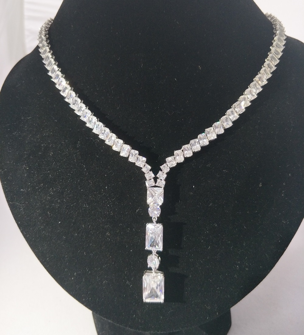 Rhodium Plated Bling Bling Pendants 16in White Tennis Necklace