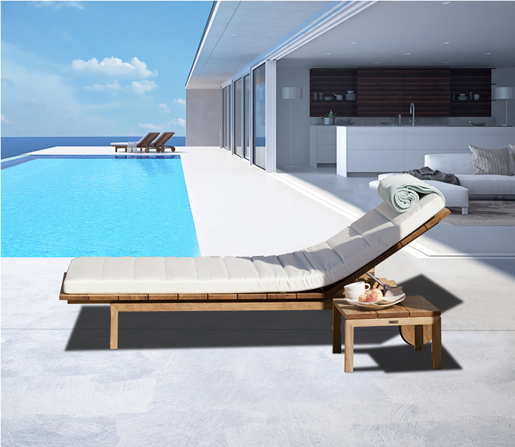 Customized Foldable Rattan Sun Lounger Aluminum Frame Outdoor Rattan Lounger