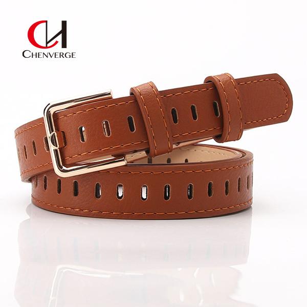 ODM Ladies Leather Belt Casual Hollowed Out Decoration Fake Needle Buckle Belt