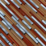 Glass mix metal mosaic linear puzzle pattern for interior and exterior