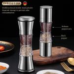 Designed 4 Inch Stainless Steel Salt Pepper Shakers Sustainable Bamboo Silver