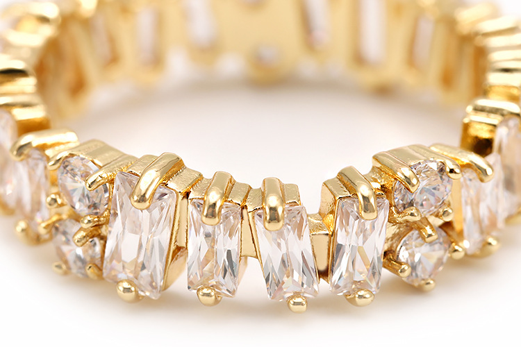 Silver Women's Fine Jewelry White Diamond Zircon Eternity Rings with Inlay Technology