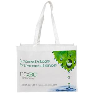 Quality Green And White Polypropylene Tote Bags Durable Even Washed By Hand wholesale