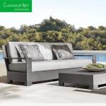 Water-resistant Fabric and Outdoor Foam Cushion Customized Modern Teak Sofa Set