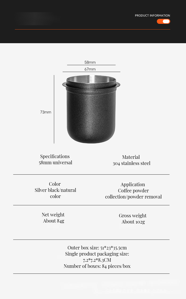 Crema Dosing Cup Hands Free Stainless Steel Universal Inverted Coffee Powder Cup for Coffee Machine