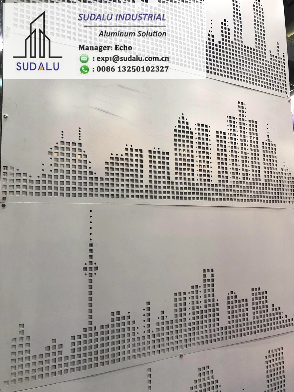 SUDALU Customized Design Aluminum City Pattern CNC Curvel Panel Interior Decoration Perforated Panel
