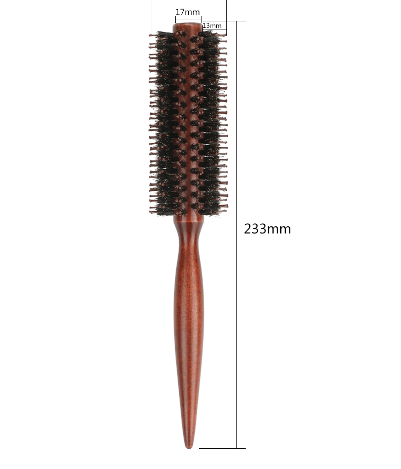 Natural Styling Anti Static Round Hair Curling Combs Set Of 3 With Wooden Handle