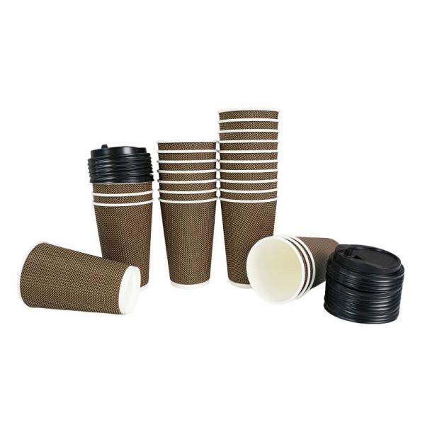 Sustainable Water Based 16 Oz Triple Wall Paper Cup No Plastic Coating DIN