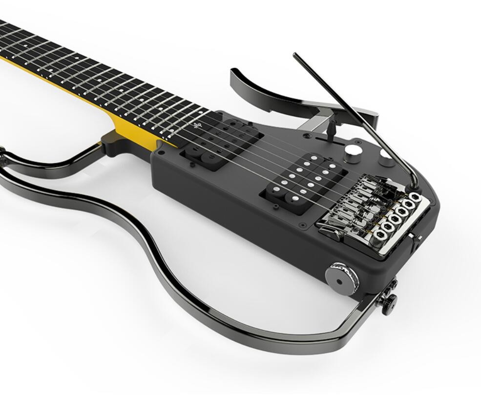 Unique Design Patented Grand Headless Foldable Travel Guitar with Double Humbuckers and Headphone Amplifier