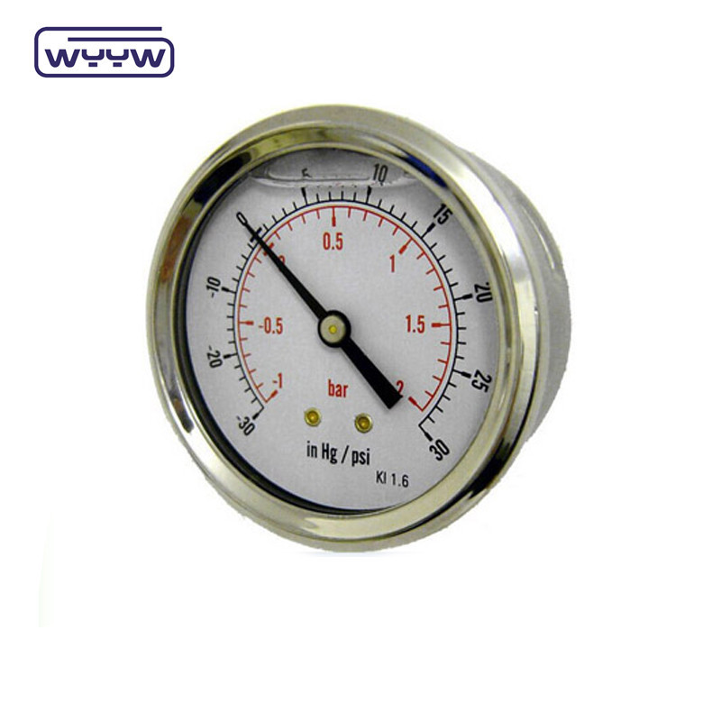 2.5 Inches Dial Size Vacuum Measurement Instrument For Pressure Range Of 30inHG Vacuum Through 15000psi