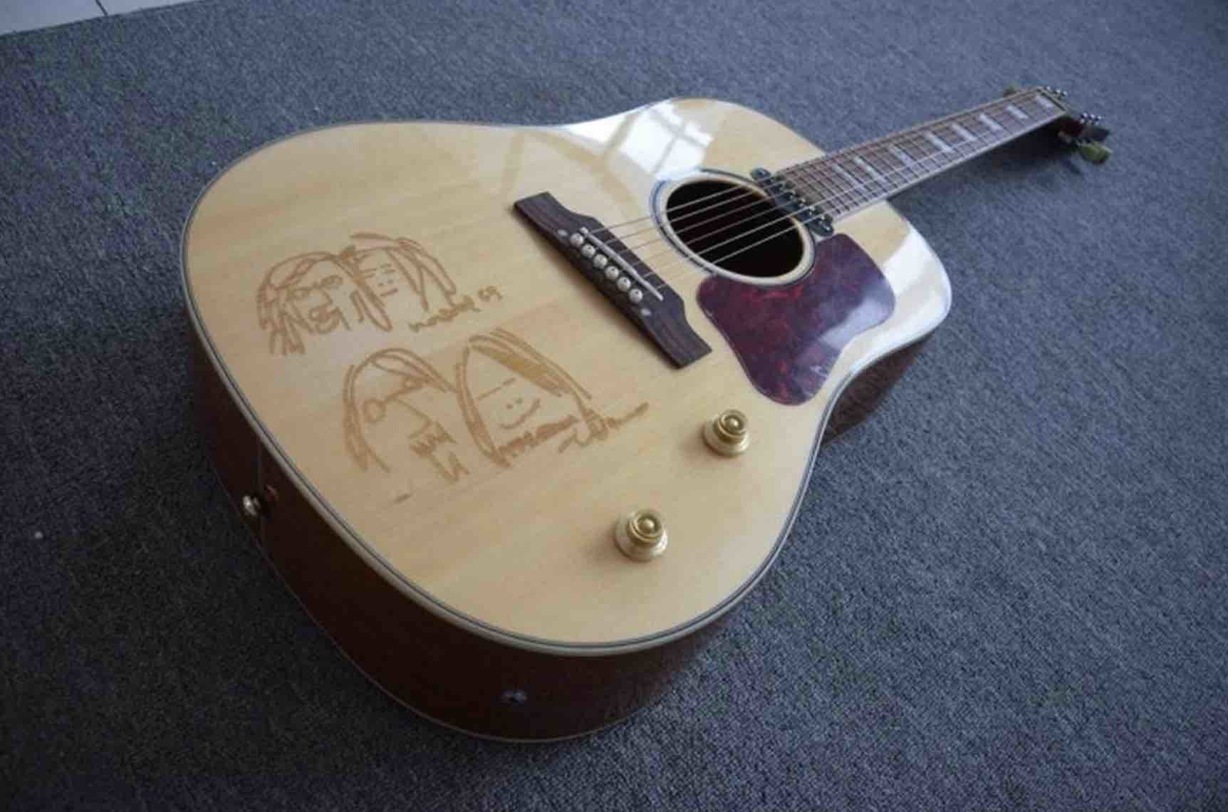 Custom Shop John Lennon J160e Natural Acoustic Guitar with customize logo on headstock is available free shipping cost
