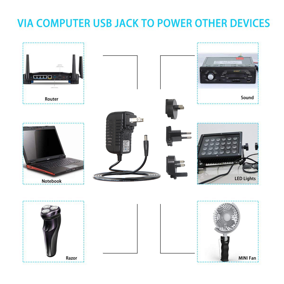 9V 1A Supply Universal US UK EU AU Power Adapter 4.0*1.7mm Connection