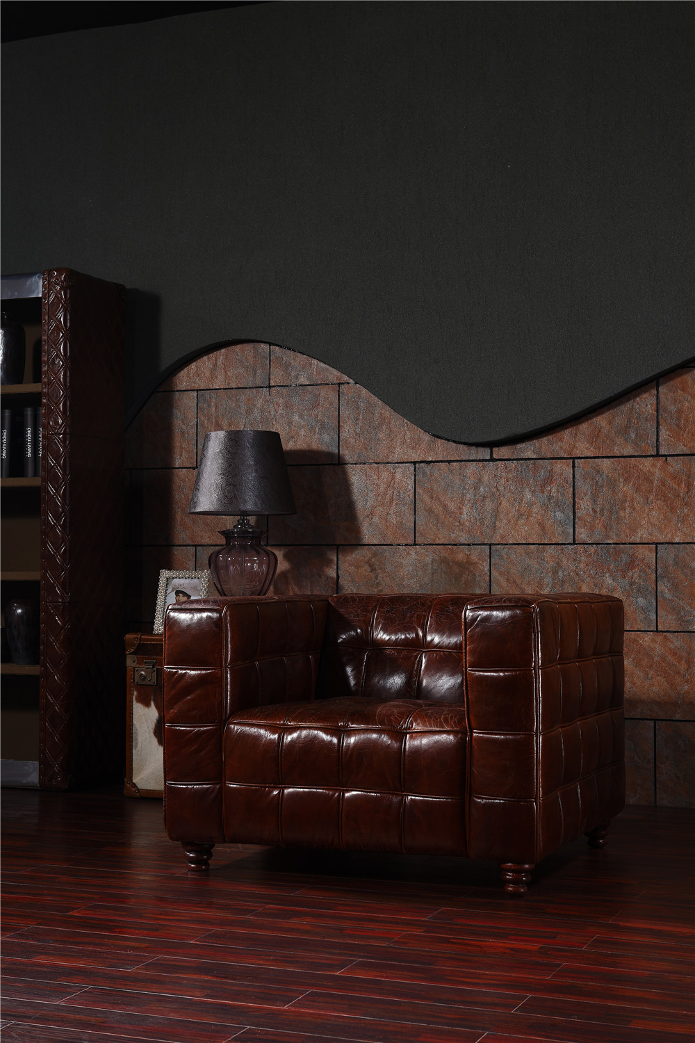 Hotel Furniture Soft Leather Sofa Set Top Grain Real Material Long Service Time