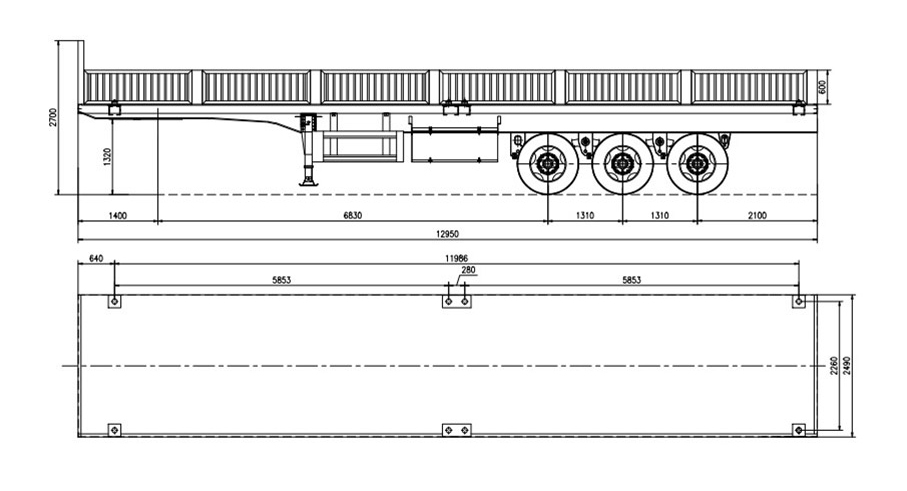 Suspension Mechanical Suspension 13000mm Length Curtain Side Wall Cargo Semi Trailer