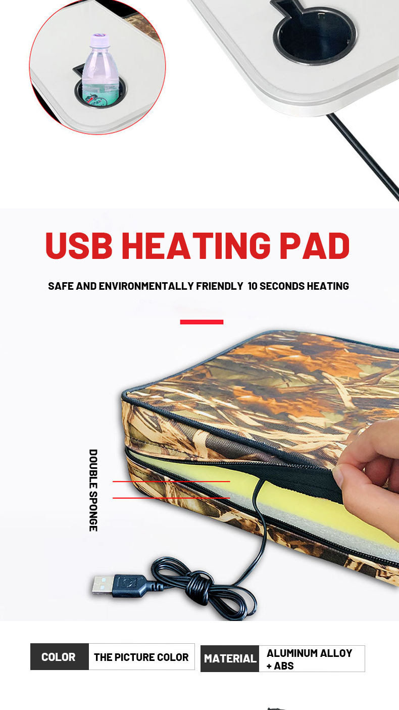 90cm Heated Folding Sports Chair USB-Powered Hot Seat