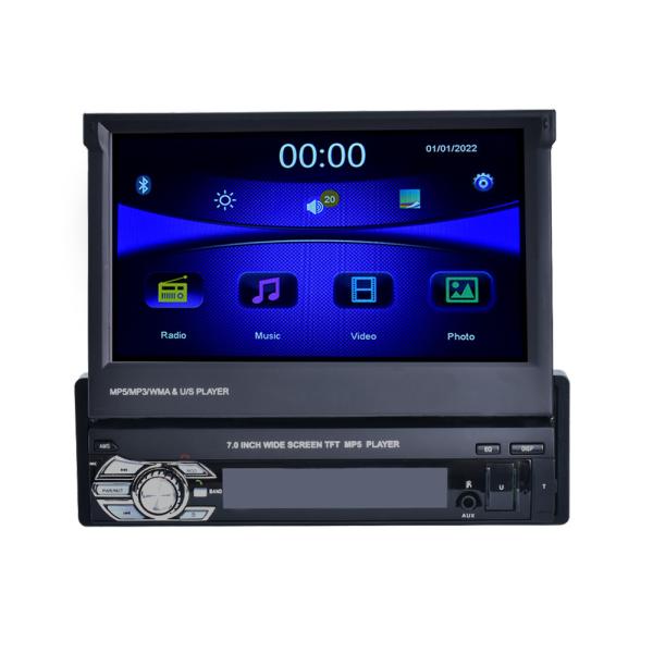 Universal Retractable Screen Radio 7 Color BackLight Single Din Retractable