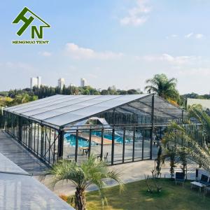 Quality 150 - 1500 Person Tempered Glass Marquee Tent Black Aluminum Alloy Frame wholesale
