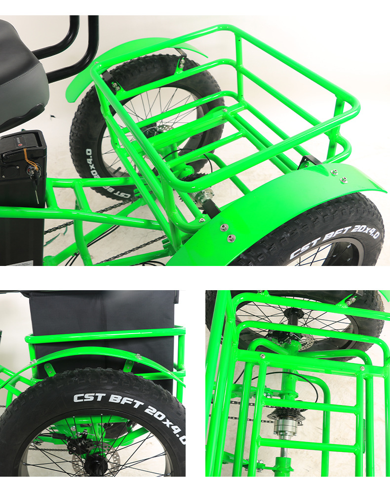 20 Inch Fat Tire 3 Wheel Electric Tricycle Long Range With 48V 350W 1000W Motor