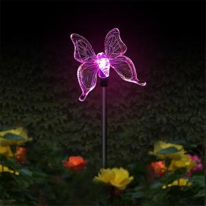Quality Butterfly Solar Powered LED Ground Lights RoHS RGB Color Changing Outdoor wholesale