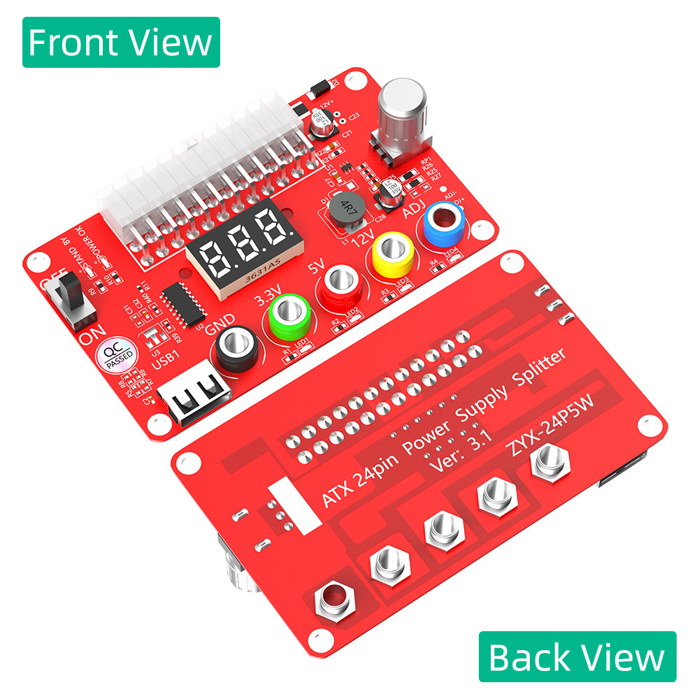ATX Power Supply Breakout Board and Acrylic Case Kit Set for Easy Installation