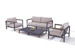 Modern Seaside Outdoor Aluminum Sofa Set With Wooden Armtop