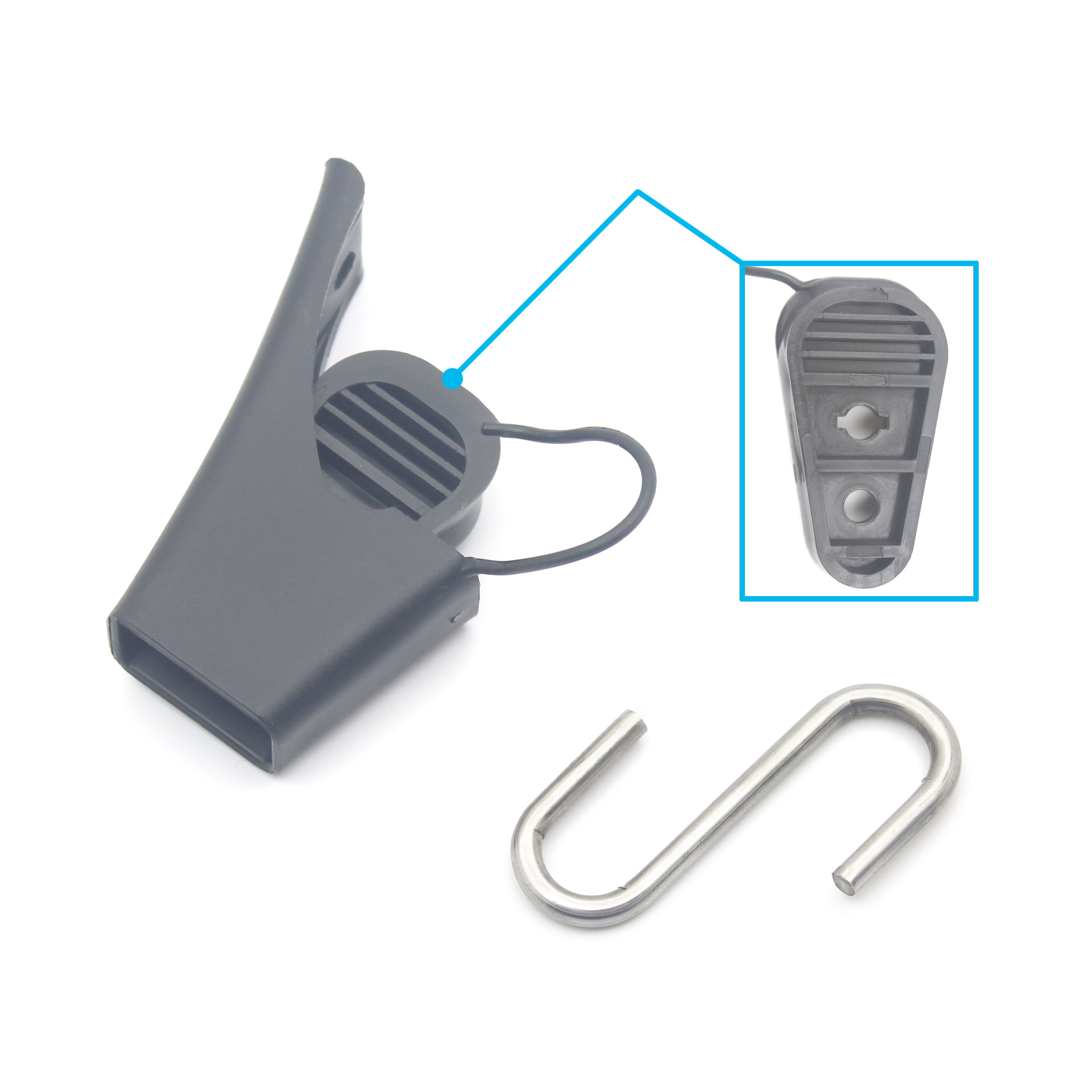 Black Fiber Optic Drop Wire Cable Retractor by Tensor Telmex for Telecom Construction