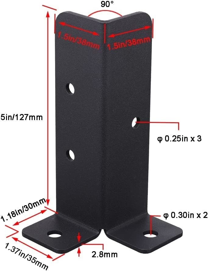 Wood Fence Pergola Post Base Brackets Adjustable Fit 1.5x1.5 2x2 2x4 4x4 Post
