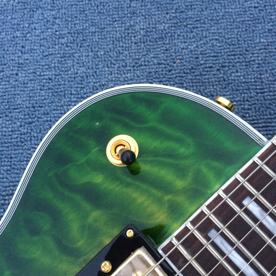 Chibson custom LP electric guitar, Green Flame Maple Top electric guitar with Gold hardware